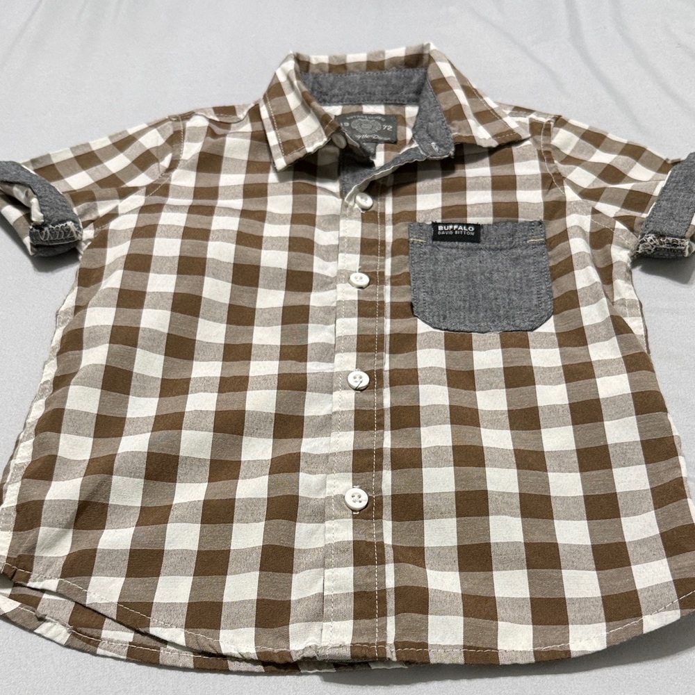 Buffalo David Bitton Kids Brown and White Checkered Shirt - Picture 6 of 7